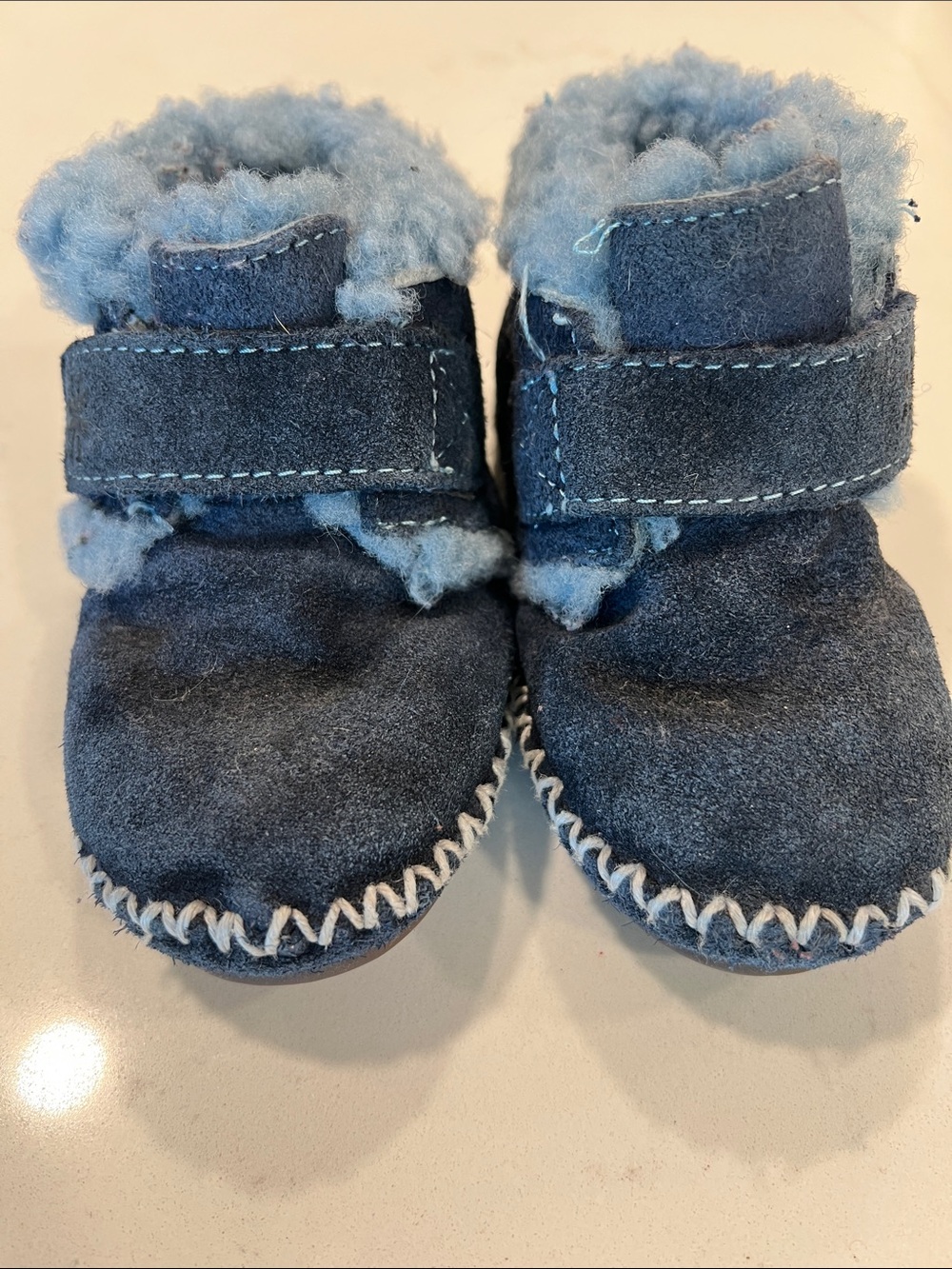 Ll Bean - 5/6 Toddler Dark Blue, suede and shearling lined slipper boots